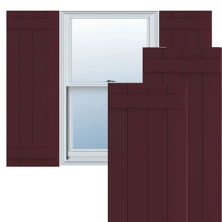 True Fit PVC, Four Board Joined Board-n-Batten Shutters, Wine Red, 21 1/2W X 26H